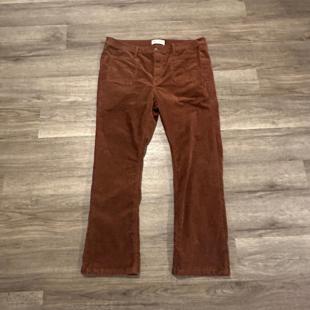 Gap 70s Flare High Rise Corduroy Pants Rust Brown Women's 18R Patch Pocket